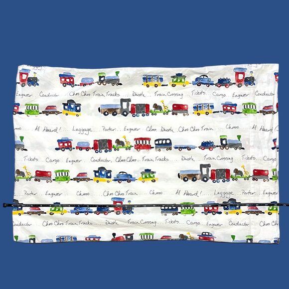Pottery Barn Train Animals Pillow Case Standard Cover Kid Pillowcase Replacement - Picture 3 of 9